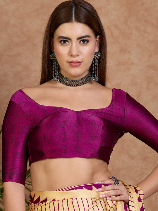 Wine Semi Modal Saree With Blouse Piece