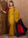 Yellow Semi Modal Saree With Blouse Piece