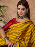 Yellow Semi Modal Saree With Blouse Piece