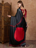 Black Semi Modal Saree With Blouse Piece