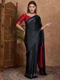 Black Semi Modal Saree With Blouse Piece
