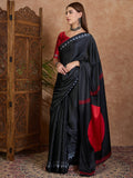 Black Semi Modal Saree With Blouse Piece