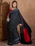 Black Semi Modal Saree With Blouse Piece