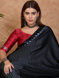 Black Semi Modal Saree With Blouse Piece