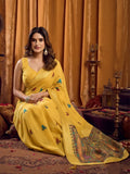 Khadi Cotton Saree With Elegant Jhallar Border Paired With A Katha Work Modal With Mina & Zhallar