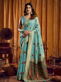 Khadi Cotton Saree With Elegant Jhallar Border Paired With A Katha Work Modal With Mina & Zhallar