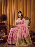 Khadi Cotton Saree With Elegant Jhallar Border Paired With A Katha Work Modal With Mina & Zhallar