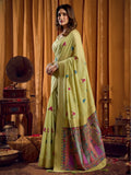 Khadi Cotton Saree With Elegant Jhallar Border Paired With A Katha Work Modal With Mina & Zhallar
