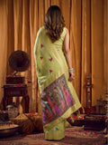 Khadi Cotton Saree With Elegant Jhallar Border Paired With A Katha Work Modal With Mina & Zhallar