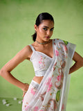 Multicolor Cotton Blend Printed Saree With Blouse Piece