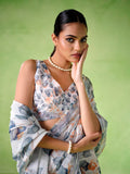 Multicolor Cotton Blend Printed Saree With Blouse Piece