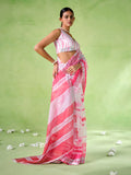 pink cotton blend Printed Saree With Blouse Piece