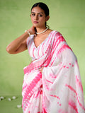 pink cotton blend Printed Saree With Blouse Piece