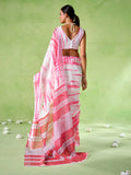 pink cotton blend Printed Saree With Blouse Piece
