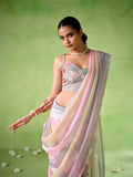 Multicolor cotton blend Printed Saree With Blouse Piece