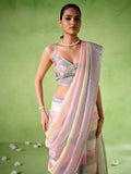 Multicolor cotton blend Printed Saree With Blouse Piece