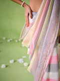Multicolor cotton blend Printed Saree With Blouse Piece