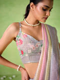 Multicolor cotton blend Printed Saree With Blouse Piece