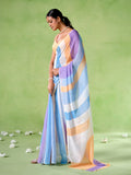 Multicolor cotton blend Printed Saree With Blouse Piece