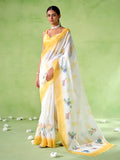 Multicolor Silk Blend Printed Saree With Blouse Piece