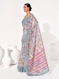 Multicolor cotton blend Printed Saree With Blouse Piece