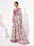 Multicolor Cotton Blend Printed Saree With Blouse Piece
