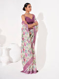 Multicolor Cotton Blend Printed Saree With Blouse Piece