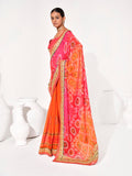 Multicolor Georgette Embellished Saree With Blouse Piece