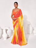 Multicolor Georgette Embellished Saree With Blouse Piece