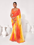 Multicolor Georgette Embellished Saree With Blouse Piece