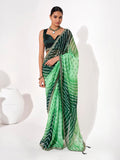 dark green   Georgette Embellished Saree With Blouse Piece