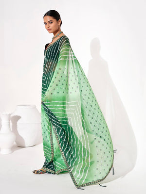 dark green   Georgette Embellished Saree With Blouse Piece