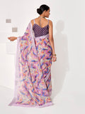 Multicolor cotton blend Printed Saree With Blouse Piece