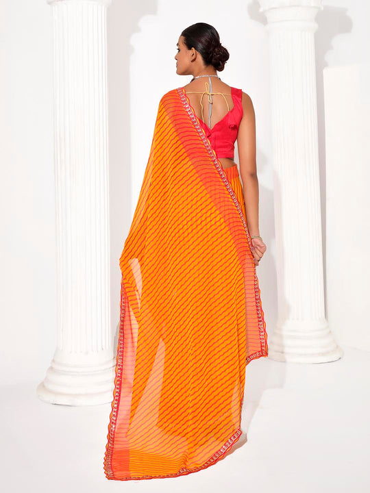 mustard Georgette Embellished Saree With Blouse Piece