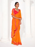 mustard Georgette Embellished Saree With Blouse Piece
