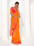 mustard Georgette Embellished Saree With Blouse Piece