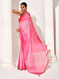 Pink Georgette Embellished Saree With Blouse Piece