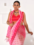 Pink Georgette Embellished Saree With Blouse Piece