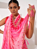 Pink Georgette Embellished Saree With Blouse Piece