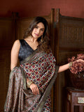 Multi Colour Cluster Digital Saree With Jacquard Border & Jhallar Saree With Blouse Piece