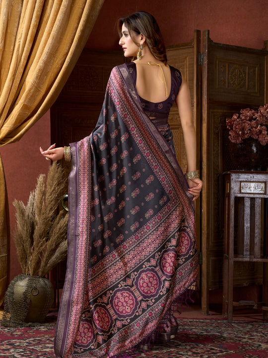 Blue Cluster Digital Saree With Jacquard Border & Jhallar Saree With Blouse Piece