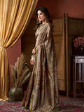 Brown Cluster Digital Saree With Jacquard Border & Jhallar Saree With Blouse Piece