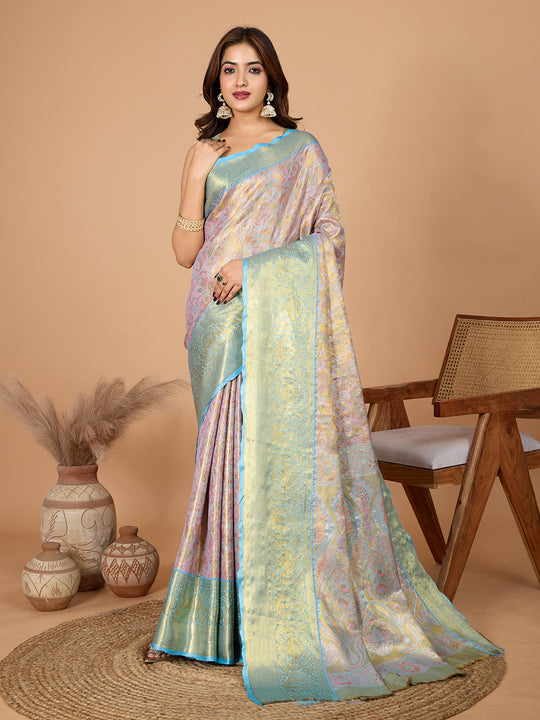 Lilac Semi Silk Saree With Blouse Piece