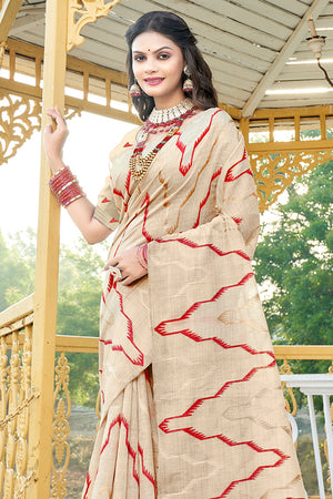Maroon Cotton Saree With Blouse Piece