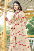 Maroon Cotton Saree With Blouse Piece