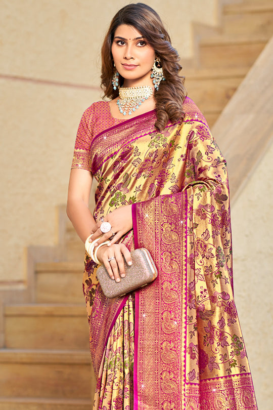 Purple Silk Saree With Blouse Piece