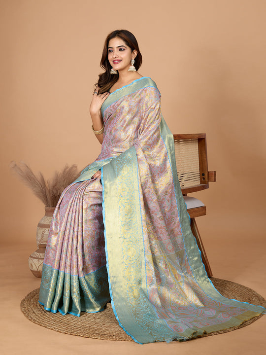 Lilac Semi Silk Saree With Blouse Piece