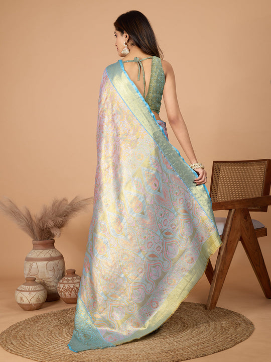 Lilac Semi Silk Saree With Blouse Piece