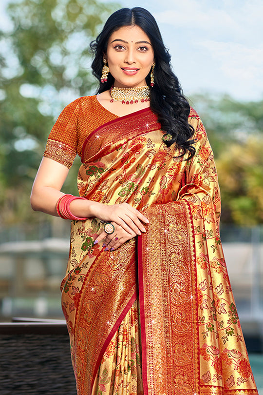 Maroon Silk Saree With Blouse Piece