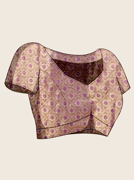 Violet Semi Silk Saree With Blouse Piece